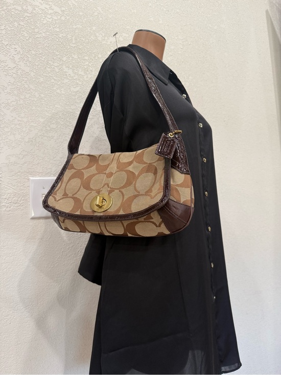 Coach Handbags - Coach Signature Canvas Shoulder Bag in Tan and Brown